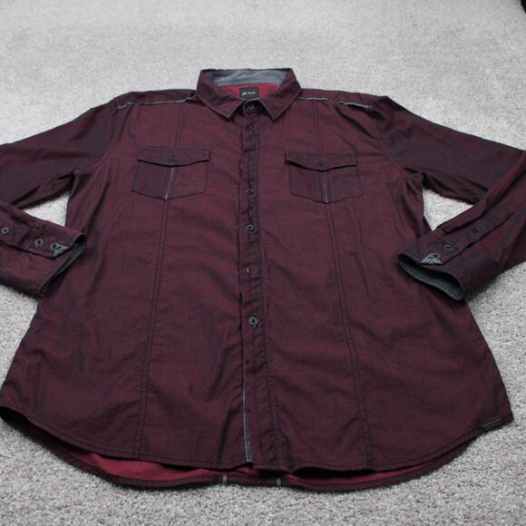 J.B. Holt Athletic Fit Shirt Mens Large Red Cotton Stretch Long Sleeve Button Up - Picture 3 of 13